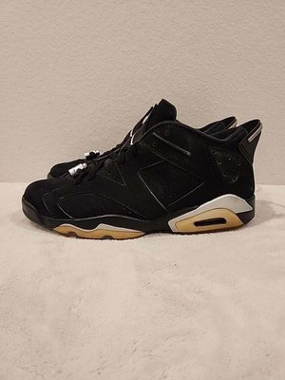 Men's 13 Nike Air Jordan 6 Retro Low Chrome Sneaker Black Suede Basketball Shoe